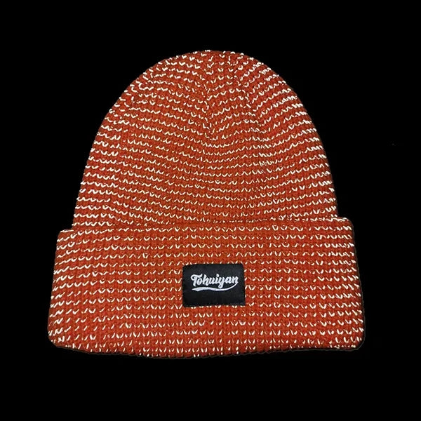 Reflective Knit Beanie Hat w/ Polar Fleece Lining