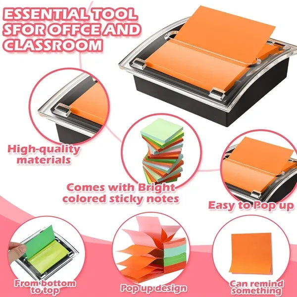 Pop-Up Sticky Note Dispenser With Adhesive