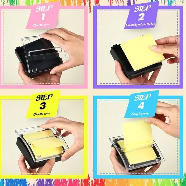 Pop-Up Sticky Note Dispenser With Adhesive