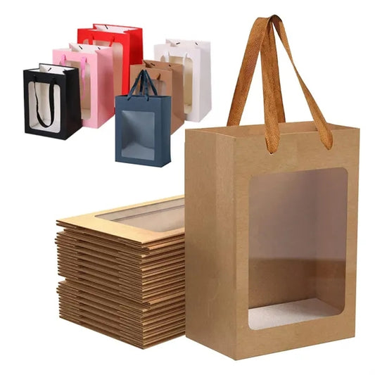Kraft Paper Gift Bags with Transparent Window