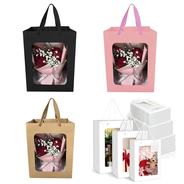 Kraft Paper Gift Bags with Transparent Window