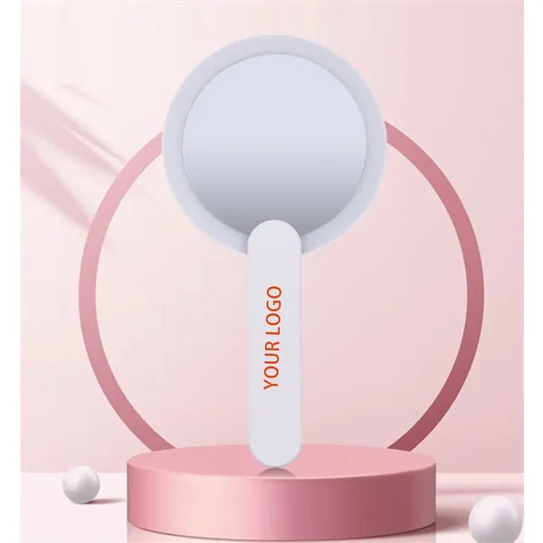 Rechargeable Battery LED Round Folding Handle Makeup Mirror