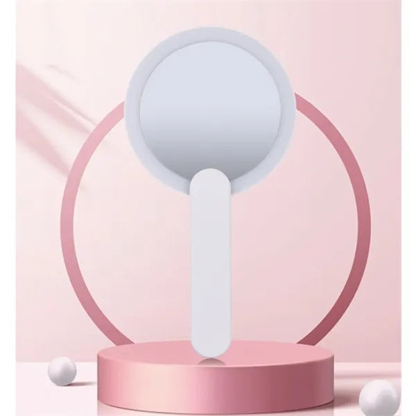 Rechargeable Battery LED Round Folding Handle Makeup Mirror