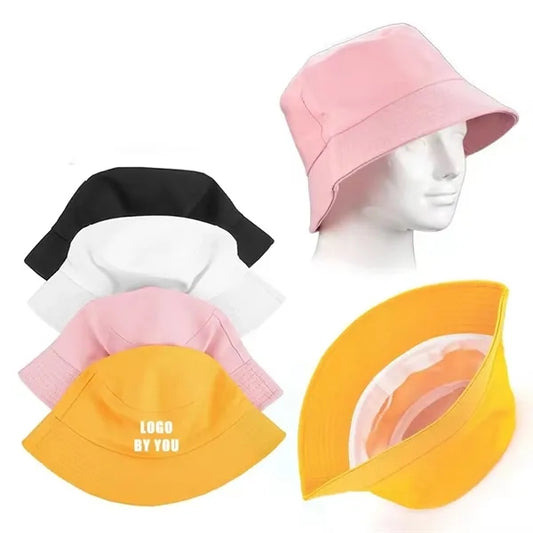 Solid Color Cotton Bucket Hat with Breathable Mesh