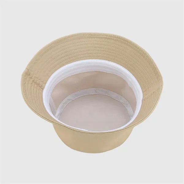 Solid Color Cotton Bucket Hat with Breathable Mesh