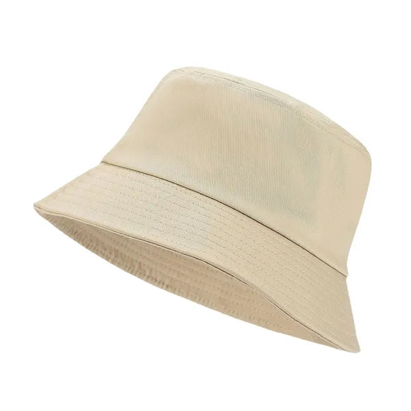 Solid Color Cotton Bucket Hat with Breathable Mesh