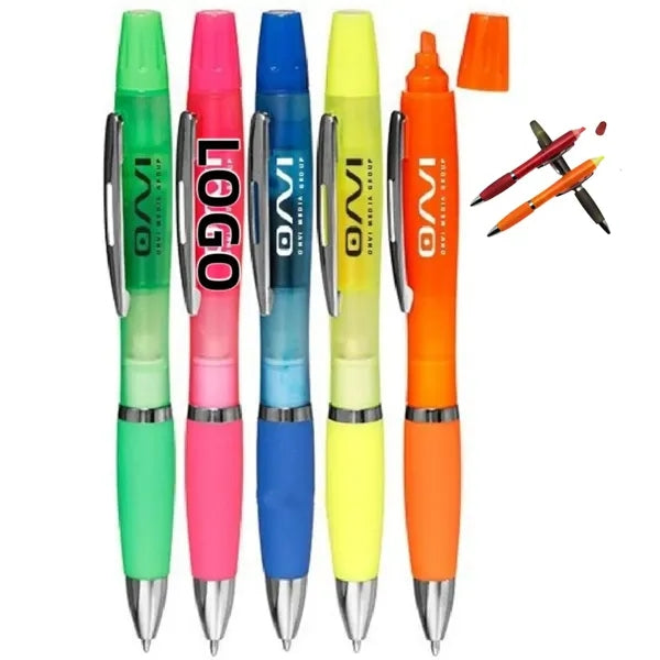 2 in 1 Stylus Highlighter-Ballpoint Pen Combo