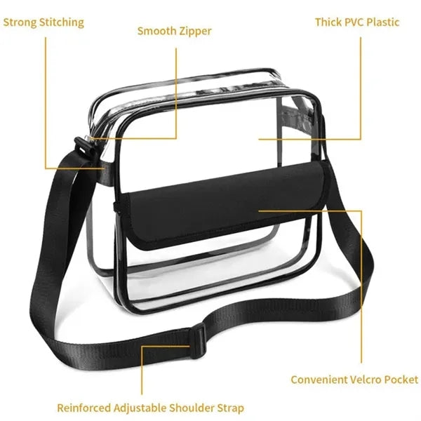 PVC Clear Crossbody Zip Shoulder Bag With Adjustable Strap