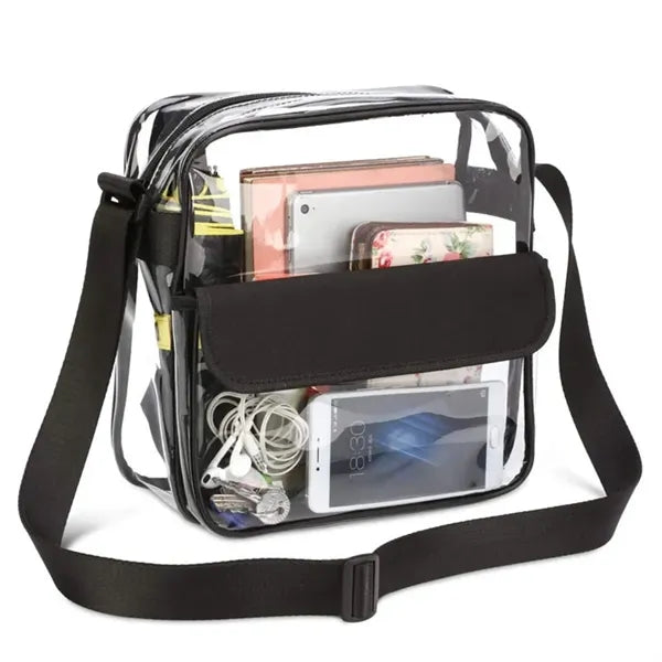 PVC Clear Crossbody Zip Shoulder Bag With Adjustable Strap