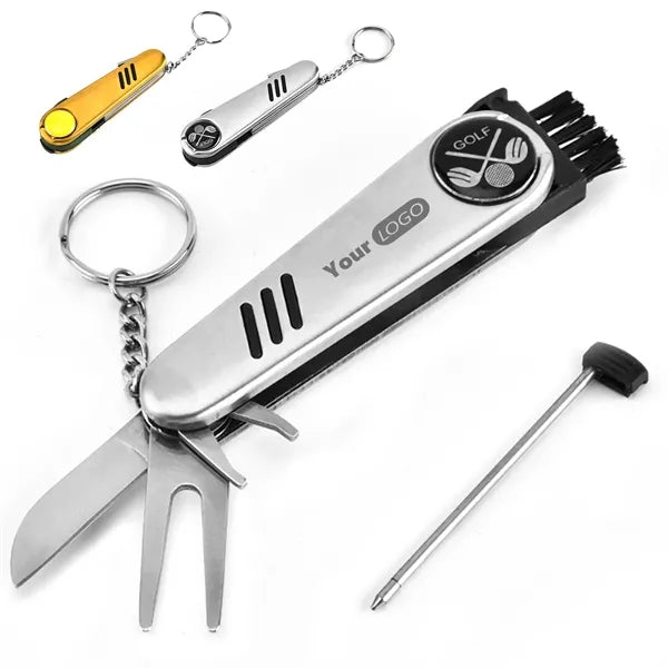 Stainless Steel 6 In 1 Golf Repair Divot Tool With Marker