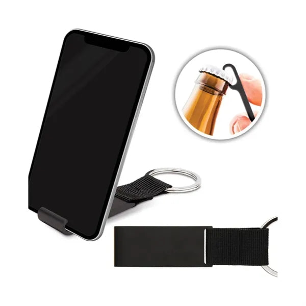 Bottle Opener Phone Stand w/Keychain