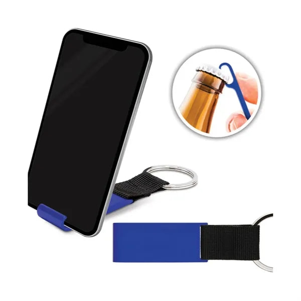 Bottle Opener Phone Stand w/Keychain
