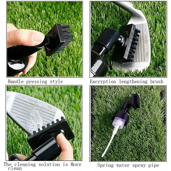 Golf Club Groove Clean With Push-Button Water Bottle Brush
