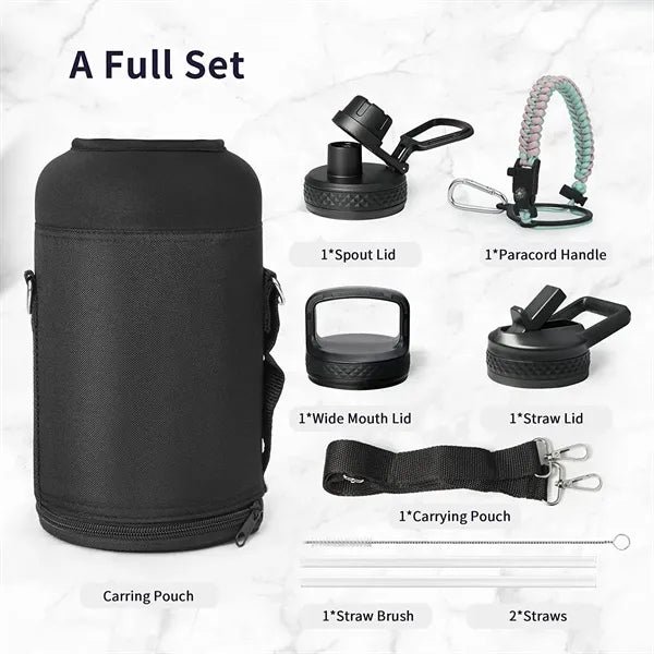 64oz Insulated Water Bottle with Straw & Paracord Handle
