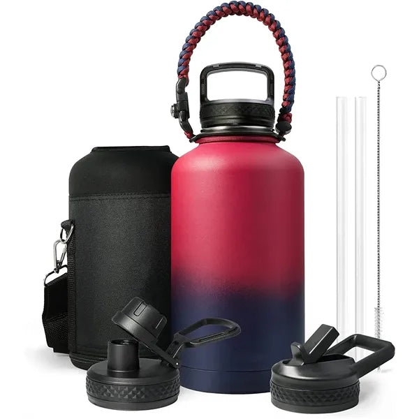 64oz Insulated Water Bottle with Straw & Paracord Handle