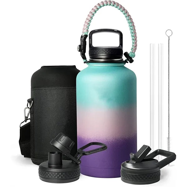 64oz Insulated Water Bottle with Straw & Paracord Handle