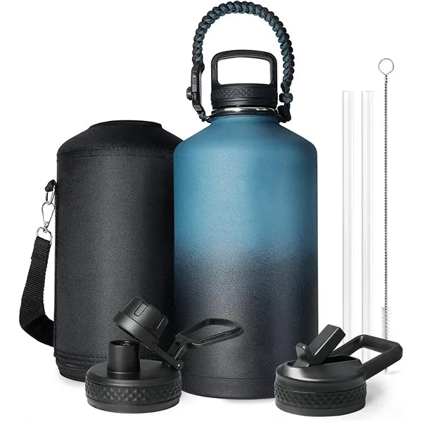 64oz Insulated Water Bottle with Straw & Paracord Handle