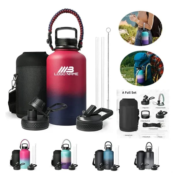 64oz Insulated Water Bottle with Straw & Paracord Handle