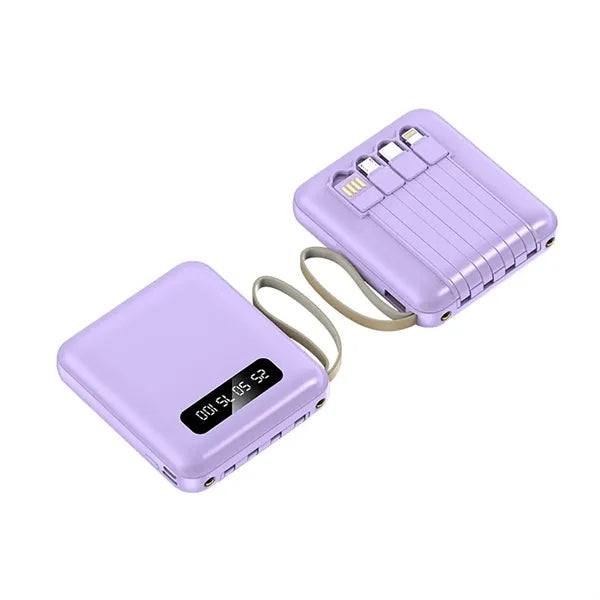Portable LED Display Power Bank Charger Battery with Cables