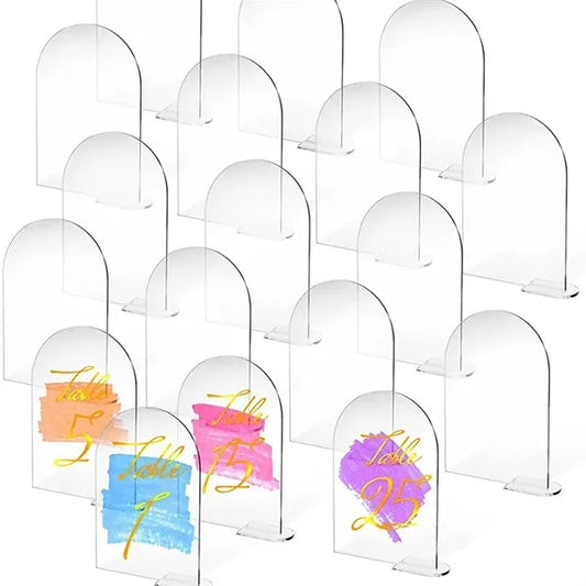 Clear Arch Acrylic Table Numbers Sign DIY Sheet with Base