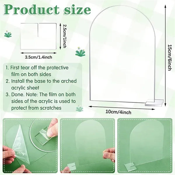 Clear Arch Acrylic Table Numbers Sign DIY Sheet with Base