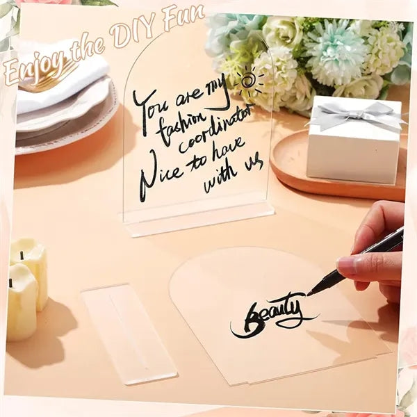 Clear Arch Acrylic Table Numbers Sign DIY Sheet with Base