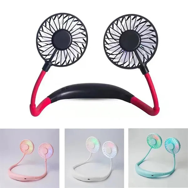 Hanging Neck Fan with Color Changing LED and 3 Speeds Adjust