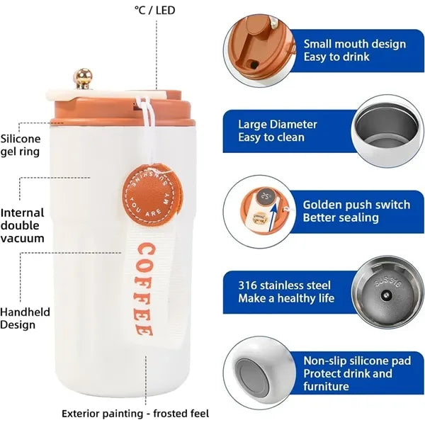 Insulated Water Bottle Tumbler with Temperature Display