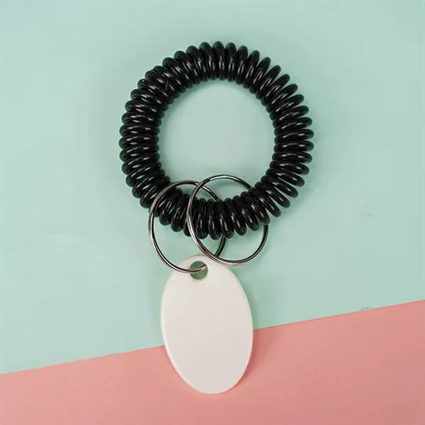 Versatile Plastic Spiral Wristband Keychains w/ Tag