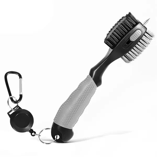 3-in-1 Golf Club Brush&Non-Slip Handle&Retractable Carabiner