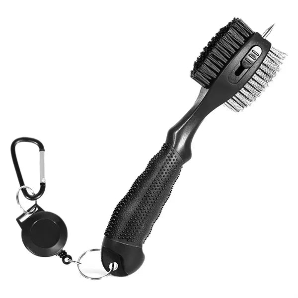 3-in-1 Golf Club Brush&Non-Slip Handle&Retractable Carabiner