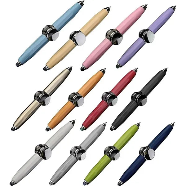 3-in-1 Fidget Spinning Metal Ballpoint Pen With LED Light