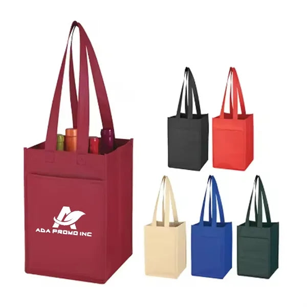 Non-Woven 4 Bottle Wine Tote Bag