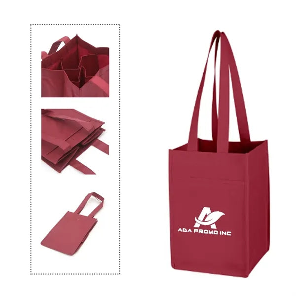 Non-Woven 4 Bottle Wine Tote Bag