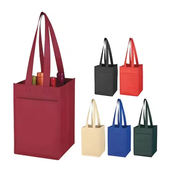 Non-Woven 4 Bottle Wine Tote Bag