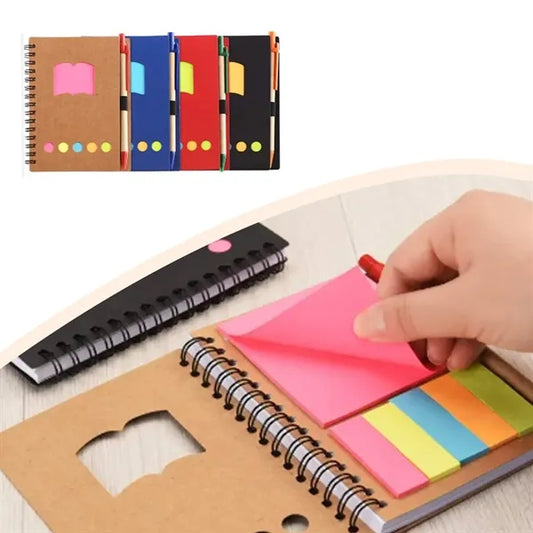 Spiral Notebook with Pen In Holder and Tabs
