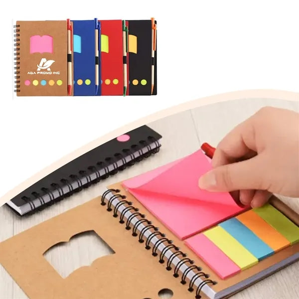 Spiral Notebook with Pen In Holder and Tabs