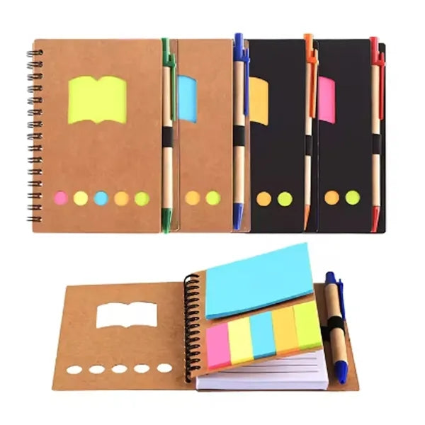 Spiral Notebook with Pen In Holder and Tabs