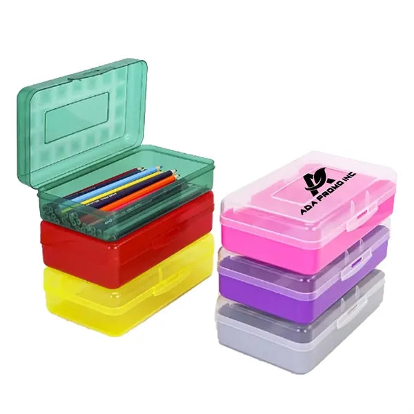 Candy Color Plastic Pencil Case Box With Lid Snap Closure