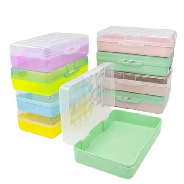 Candy Color Plastic Pencil Case Box With Lid Snap Closure