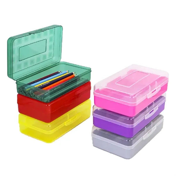 Candy Color Plastic Pencil Case Box With Lid Snap Closure
