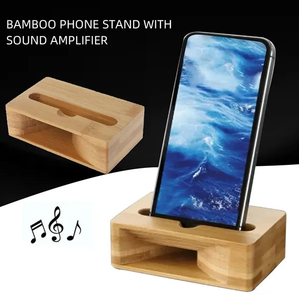 Bamboo Phone Stand with Sound Amplifier