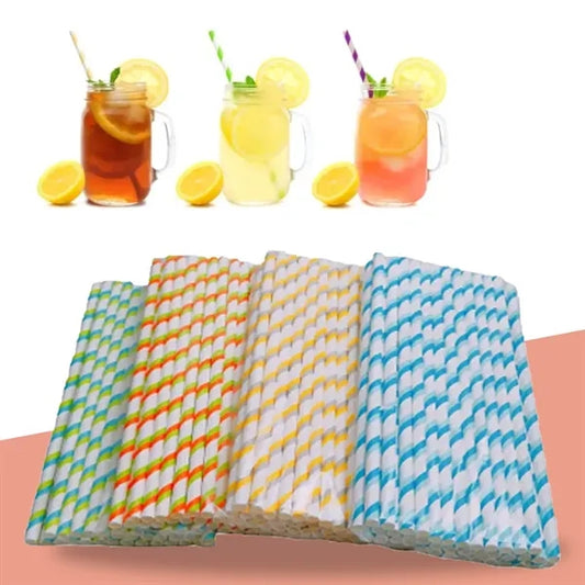 Disposable Striped Paper Straws