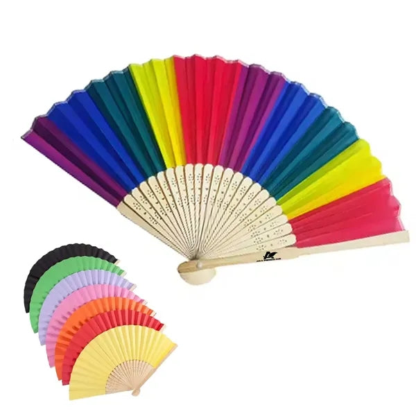 Rainbow Bamboo Paper Folding Fan