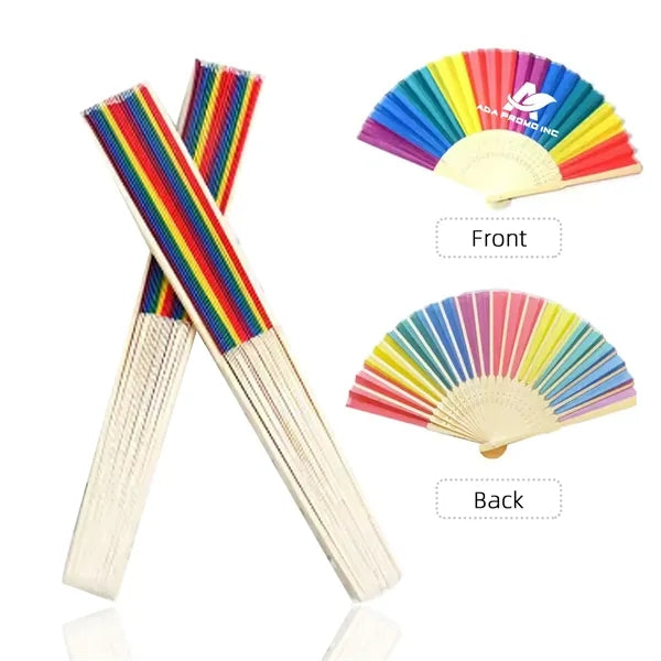Rainbow Bamboo Paper Folding Fan