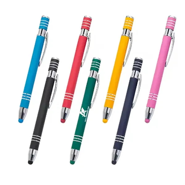 Rubberized Soft Touch Metal Pen With Stylus