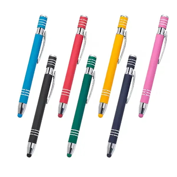 Rubberized Soft Touch Metal Pen With Stylus
