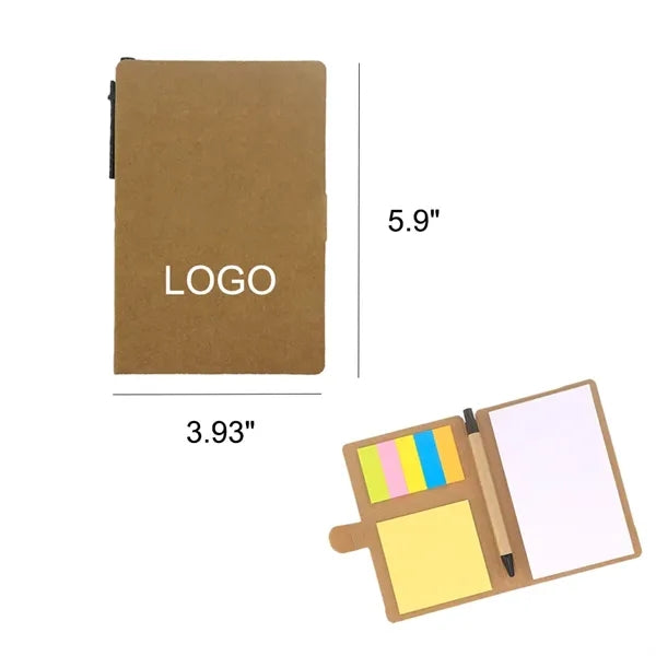 Compact 3.9''x 5.9'' Notepad & Sticky Notes Set with Pen