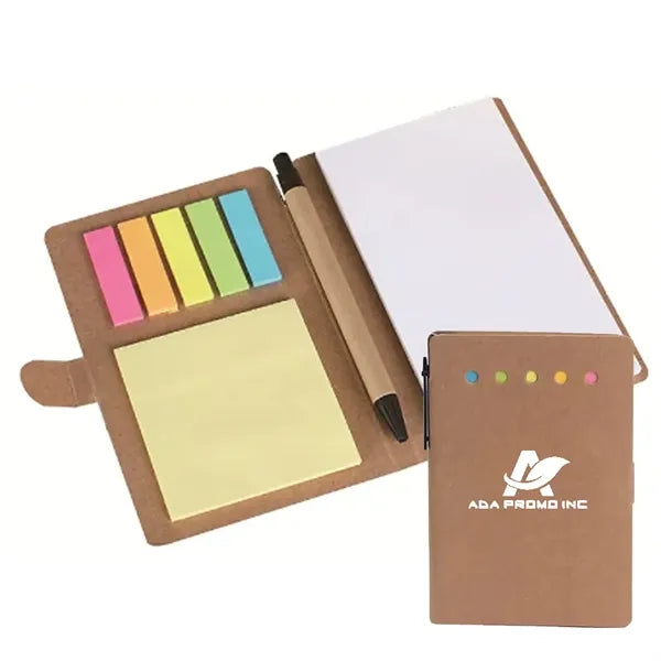 Recycled Notepad Notebook with Sticky Note & Pen