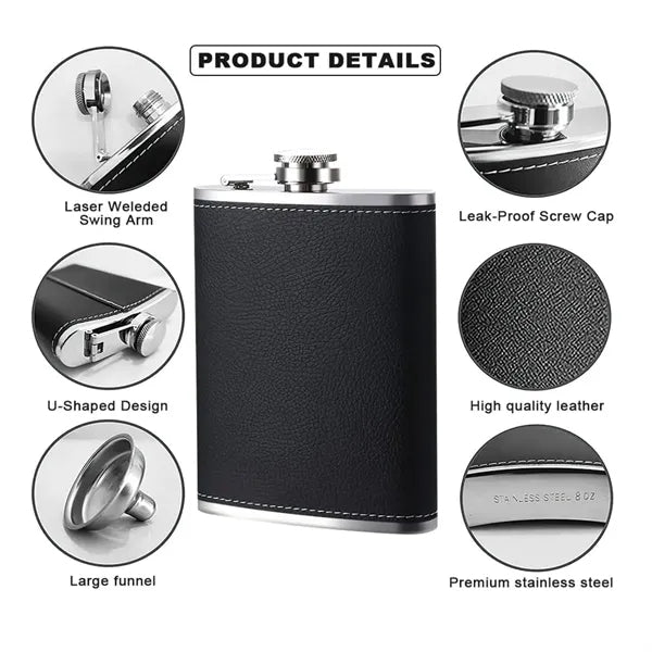 8 Oz Stainless Steel Hip Flask with Funnel